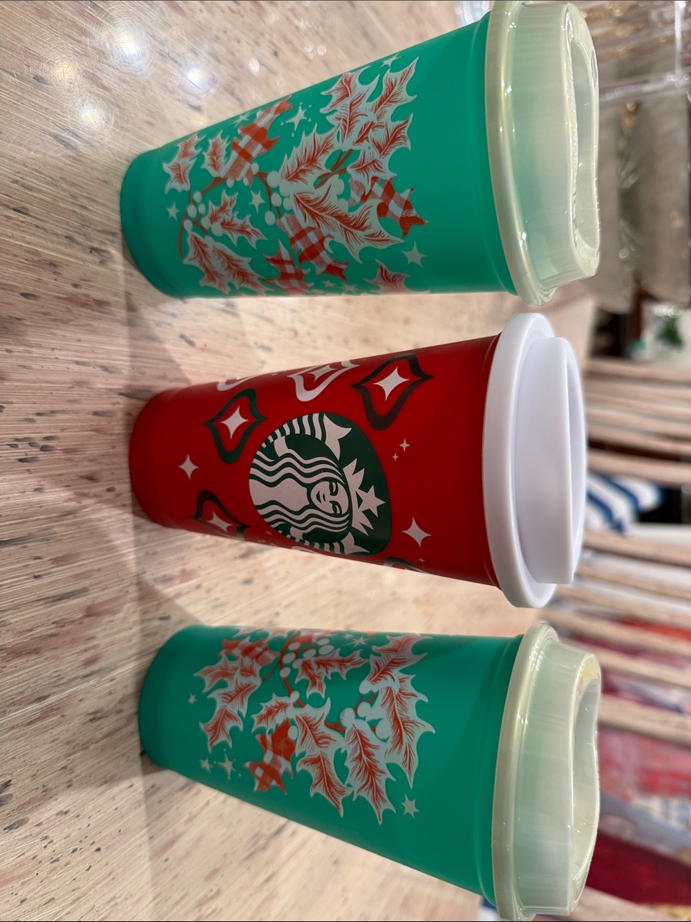 Starbucks Holiday Red and Teal Reusable Travel Cups - Set of 3